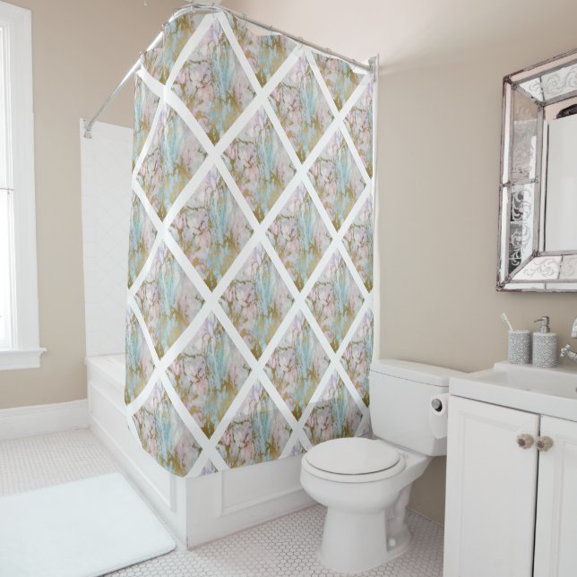 ELEGANT PASTEL MARBLE ABSTRACT 2 SHOWER CURTAIN (In Situ)