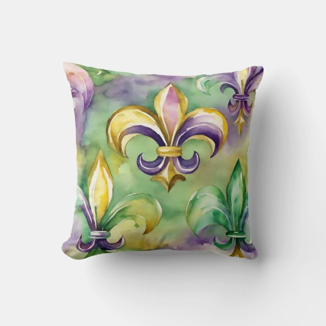 Elegant Pastel Mardi Gras  Cushion (Front)