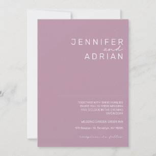 Elegant Pastel Minimal Purple Modern Simple Weddin Invitation