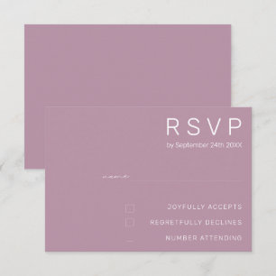 Elegant Pastel Minimal Purple Modern Wedding RSVP Invitation