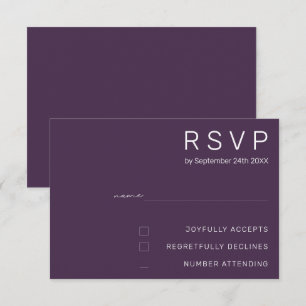 Elegant Pastel Minimal Purple Modern Wedding  RSVP Invitation