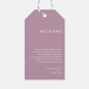 Elegant Pastel Minimal Purple Wedding Welcome Gift Tags