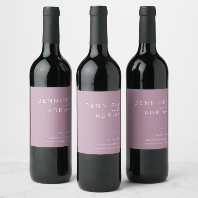 Elegant Pastel Minimal White and Red Wine Label (Bottles)