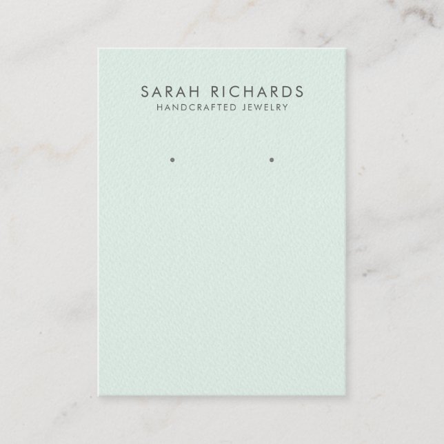 Elegant Pastel Mint Green Jewellery Display Earrin Business Card (Front)