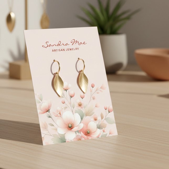 Elegant Pastel Peach Pink Floral Display Card (Creator Uploaded)