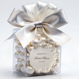 Elegant Pastel Pearls Bridal Shower Classic Round Sticker