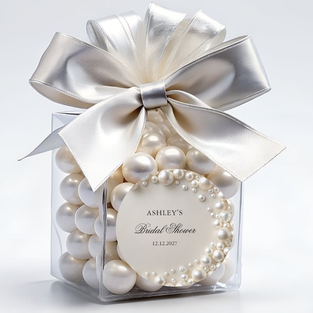 Elegant Pastel Pearls Bridal Shower Classic Round Sticker (Creator Uploaded)