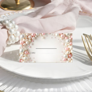 Elegant Pastel Pearls Wedding Place Card