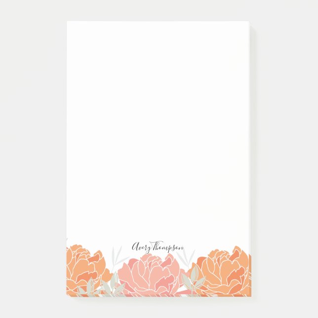 Elegant Pastel Peonies Floral Pattern Post-it Notes (Front)