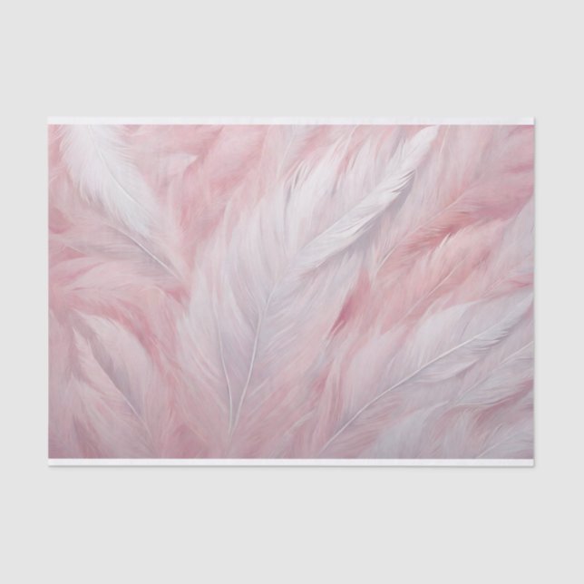 Elegant Pastel Pink and White Feather Texture  Tissue Paper (Front)