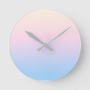 elegant pastel pink blue bright gradient colors round clock