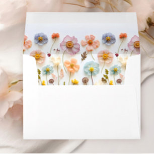 Elegant Pastel Pink Boho Wildflower Wedding Envelope