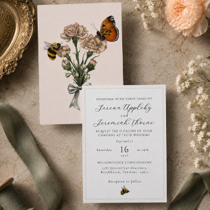 Elegant Pastel Pink Botanical Floral Wedding Invitation