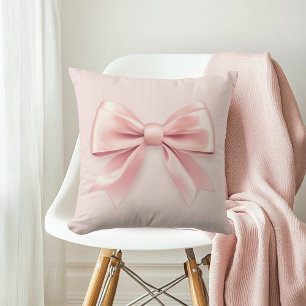 Elegant Pastel Pink Bow Cushion