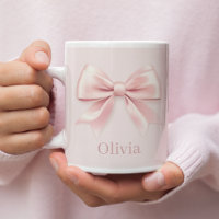 Elegant Pastel Pink Bow & Name Personalised