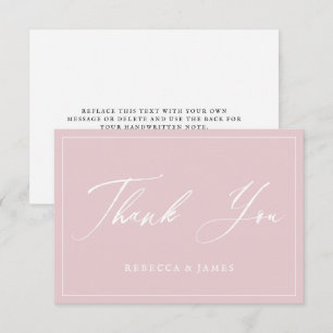 Elegant Pastel Pink Calligraphy Script Frame Thank You Card