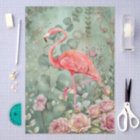 Elegant Pastel Pink Flamingo & Roses Decoupage