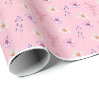 Elegant Pastel Pink Floral Ditsy Pattern Wrapping Paper