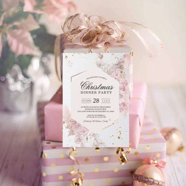 Elegant Pastel Pink Floral Frame Fancy Invitation (Creator Uploaded)