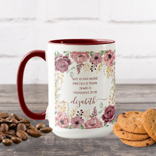 Elegant pastel pink flower Proverbs 31  Mug