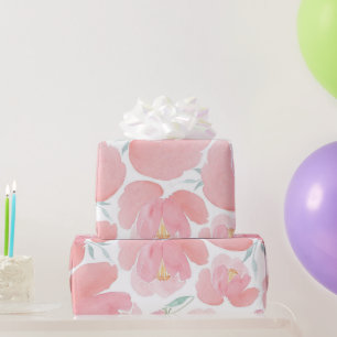 Elegant pastel pink flowers wrapping paper