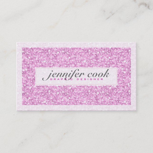 Elegant Pastel Pink Glitter & Sparkles 3 Business Card (Front)