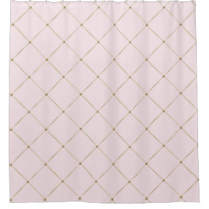 ELEGANT PASTEL PINK GOLD CRISSCROSS SHOWER CURTAIN