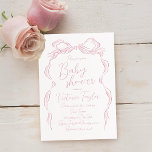 Elegant Pastel Pink Hand Drawn Bow Baby Shower Invitation<br><div class="desc">Elegant baby shower invitations feature hand drawn ribbon bow with modern handwritten script fonts in soft blush pink. sweet and simple. Great for unique fun whimsical baby shower. 
See all the matching pieces in the collection.</div>