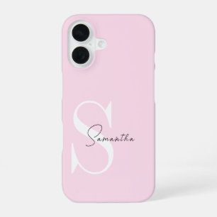 Elegant Pastel Pink Monogram iPhone Case