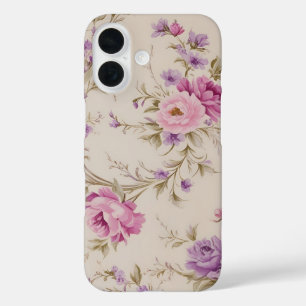 Elegant Pastel Pink & Purple Garden Blooms iPhone 16 Case