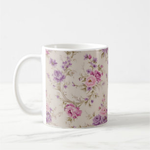 Elegant Pastel Pink & Purple Garden Blooms" Coffee Mug