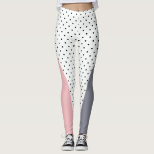 Elegant pastel pink purple geometric polka dots leggings