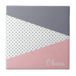 Elegant pastel pink purple geometric polka dots tile<br><div class="desc">A beautiful combination of modern pastel geometric and retro polka dots pattern.</div>