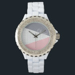 Elegant pastel pink purple geometric polka dots watch<br><div class="desc">A beautiful combination of modern pastel geometric and retro polka dots pattern.</div>
