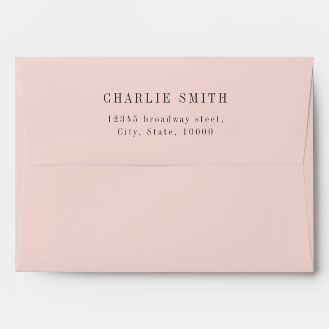 Elegant Pastel Pink Return Address Envelope (Back (Top Flap))
