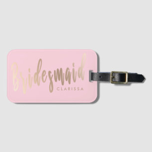 Elegant pastel pink & rose gold bridesmaid luggage tag