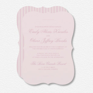 Elegant Pastel Pink Tone On Tone Stripes Wedding  Invitation