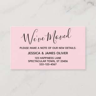 Elegant, Pastel Pink Typography "We've Moved" Card