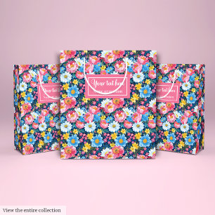 Elegant pastel pink watercolor monogram gift bag