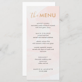 Elegant Pastel Pink Wedding  Menu