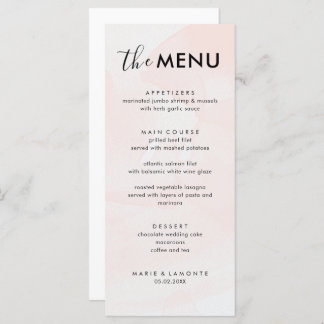 Elegant Pastel Pink Wedding  Menu