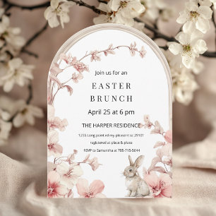 Elegant Pastel Pink & White Floral Arch Easter  Invitation