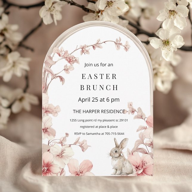 Elegant Pastel Pink & White Floral Arch Easter  Invitation (Creator Uploaded)