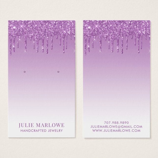 Elegant Pastel Purple Violet Glitter Drips (Front & Back)