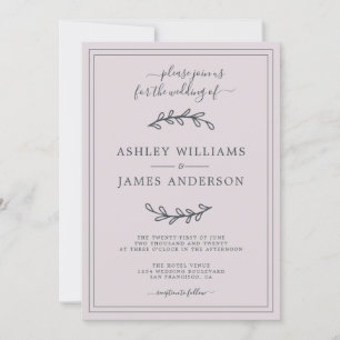 Elegant Pastel Purple Wedding invitation