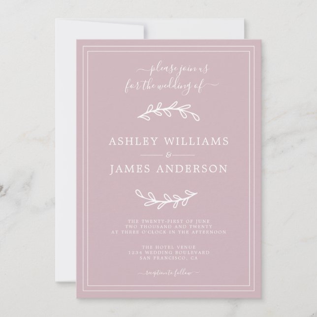 Elegant Pastel Purple Wedding invitation (Front)