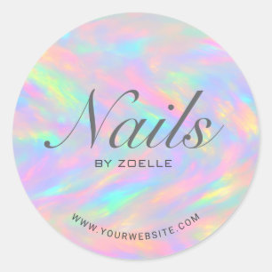 Elegant Pastel Rainbow Abstract Nail Artist Classic Round Sticker