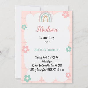 elegant Pastel Rainbow Watercolor Birthday Invitation