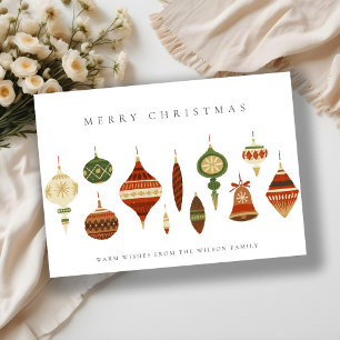 ELEGANT PASTEL RED GREEN STAR CHIRSTMAS ORNAMENTS HOLIDAY CARD