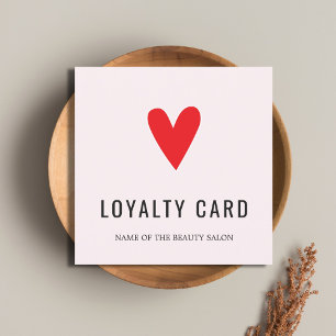 Elegant Pastel Red Heart Beauty Salon Loyalty Card